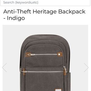 Travelon Anti-Theft Heritage Backpack - Indigo NWT